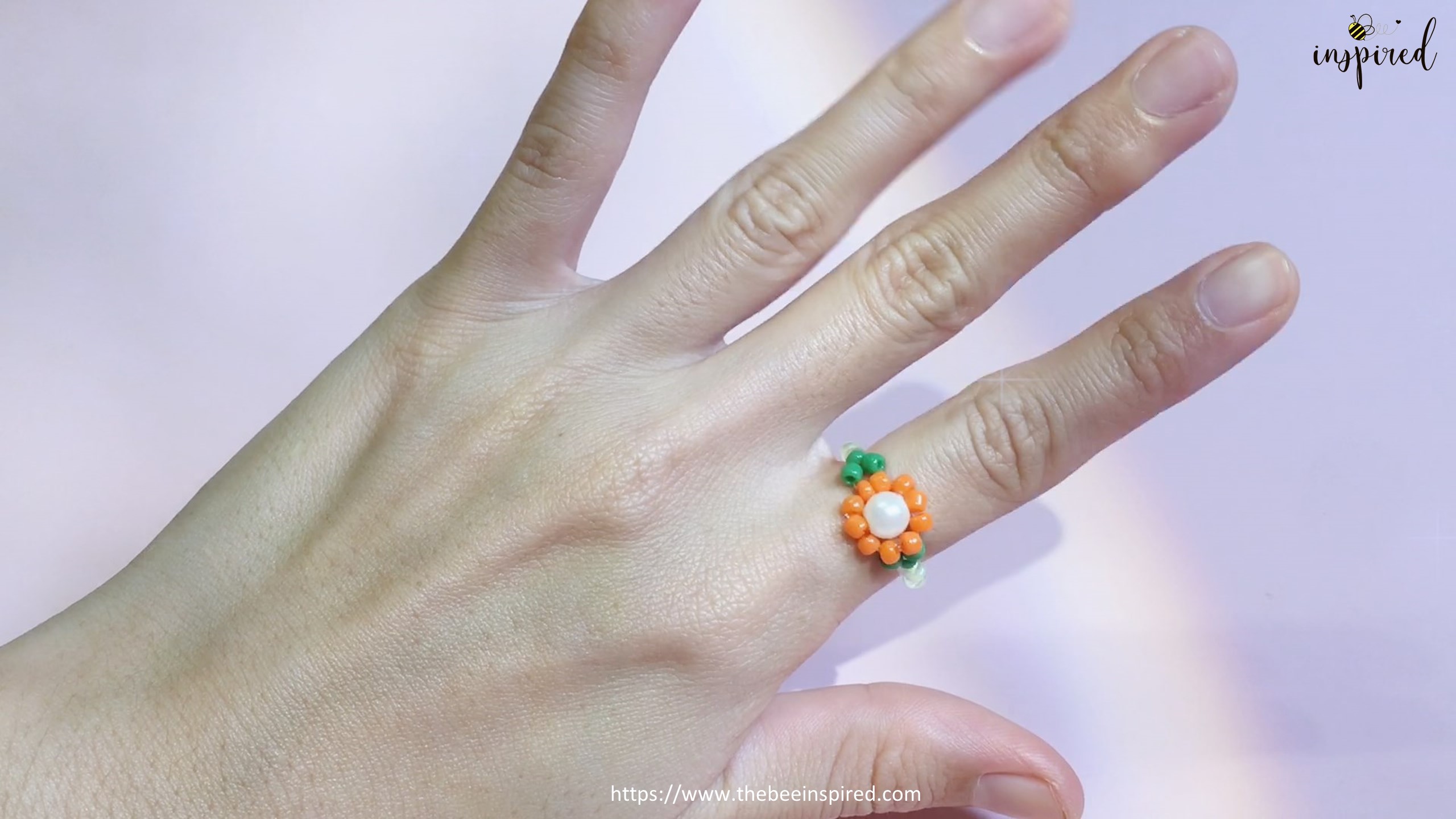 How to Make Sunflower with Leave Beaded Ring_25