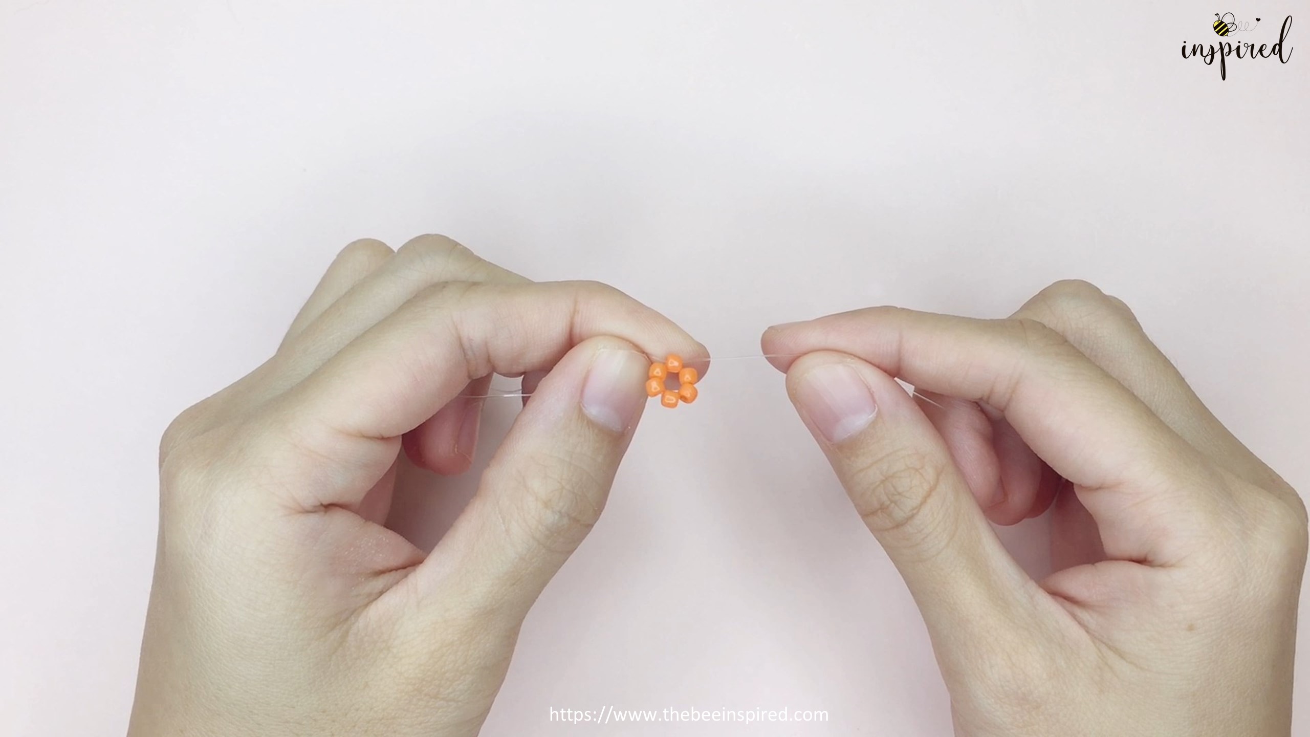 How to Make Orange Beaded Ring_3